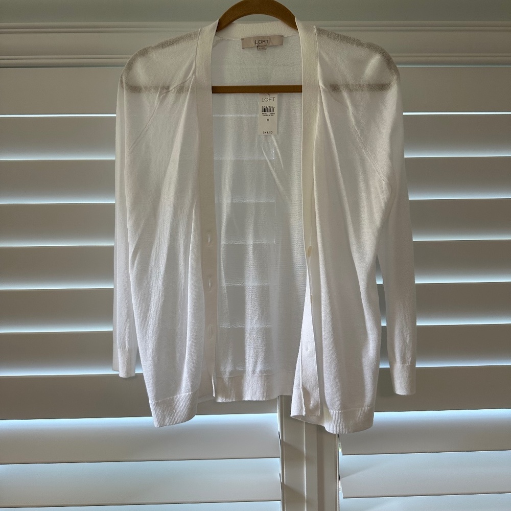 Loft white cardigan NWT
